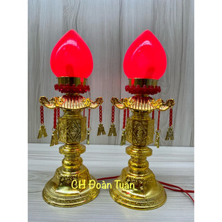 Đèn thờ trái đào toà tháp 38cm - Đèn tháp trái đào có dây treo tòn ten