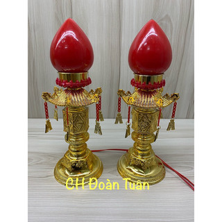 Đèn thờ trái đào toà tháp 38cm - Đèn tháp trái đào có dây treo tòn ten