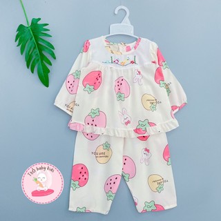 Bộ tole/lanh tay dài quần dài bé gái vải lanh mềm mát thấm hút mồ hôi thỏ baby kids