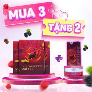 Combo 3 Hộp Cafe Giảm Cân Mâm Xôi Đen Raspberry Chính Hãng Max Eagle Hộp 15 Gói Tặng 1 hộp nhỏ 7 gói