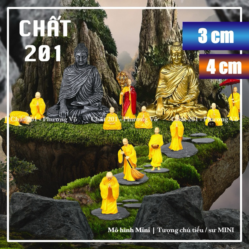 Tượng chú tiểu Mini - Tượng sư Mini 3 cm, 4 cm - Tượng Mini trang trí Tiểu Cảnh