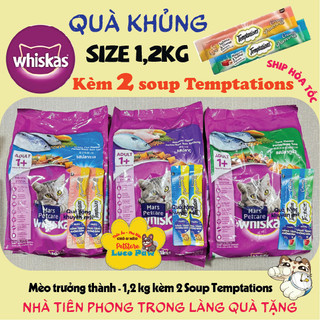 Thức Ăn Hạt Whiskas  [ 1,1kg - 1,2kg ] Thức ăn hạt "có Nhân" [ VỊ MỚI - Full 8 Vị ] cho Mèo con và Mèo trưởng thành__