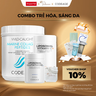Bộ 3 Giúp Trẻ Hóa, Dưỡng Sáng Da Codeage Collagen Peptides + Liposomal Glutathione Tặng Liposomal Vitamin C