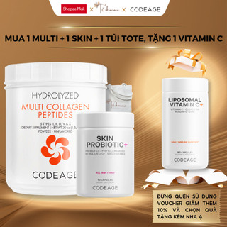 Bộ 3 Giúp Cấp Ẩm Da Tức Thì Codeage Collagen Peptides + Codeage Skin Probiotic Tặng Codeage Liposomal Vitamin C