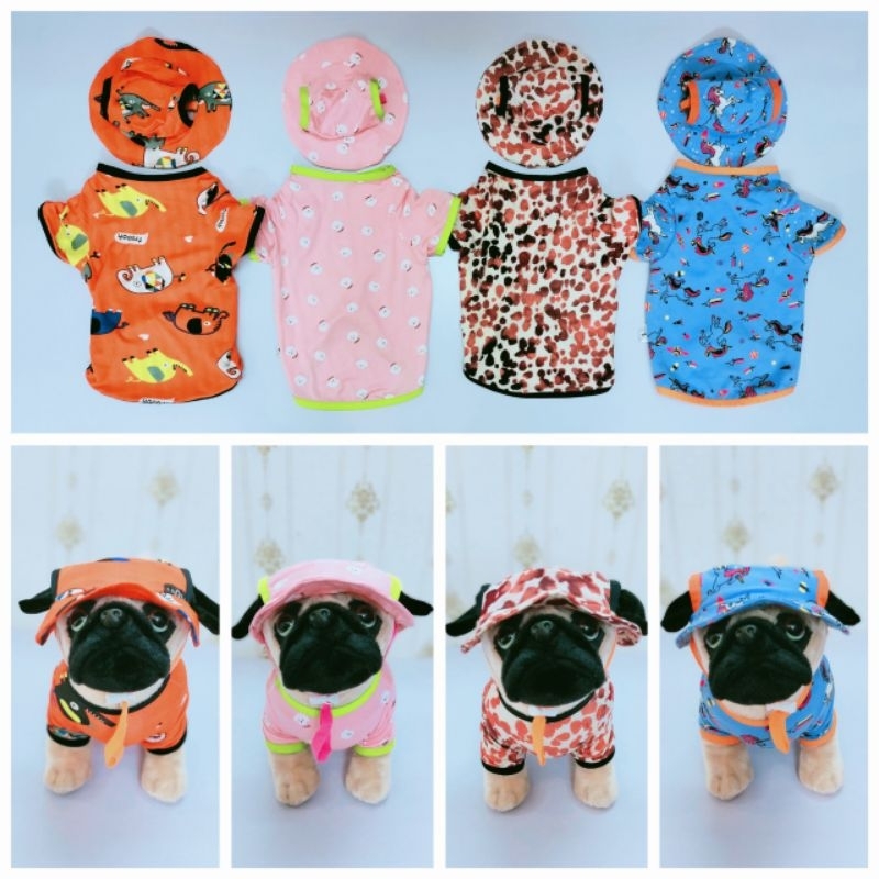 Combo Áo + Nón cho Chó Mèo, vải thun cotton