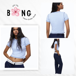 Áo thun dáng ngắn, form ôm 100% cotton h&m - săn sale nhật