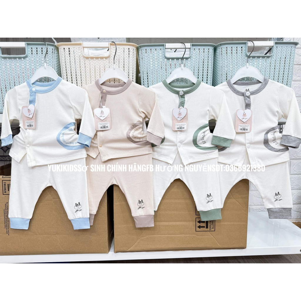( Tặng kèm mũ bao tay bao chân hoặc yếm ) - Bộ sơ sinh dài tay, body dài tay lil cho bé trai bé gái 