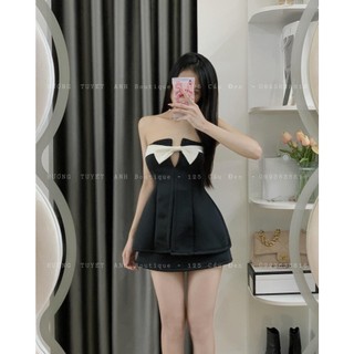 Set cúp xẻ nơ ngực phối K4545 nd