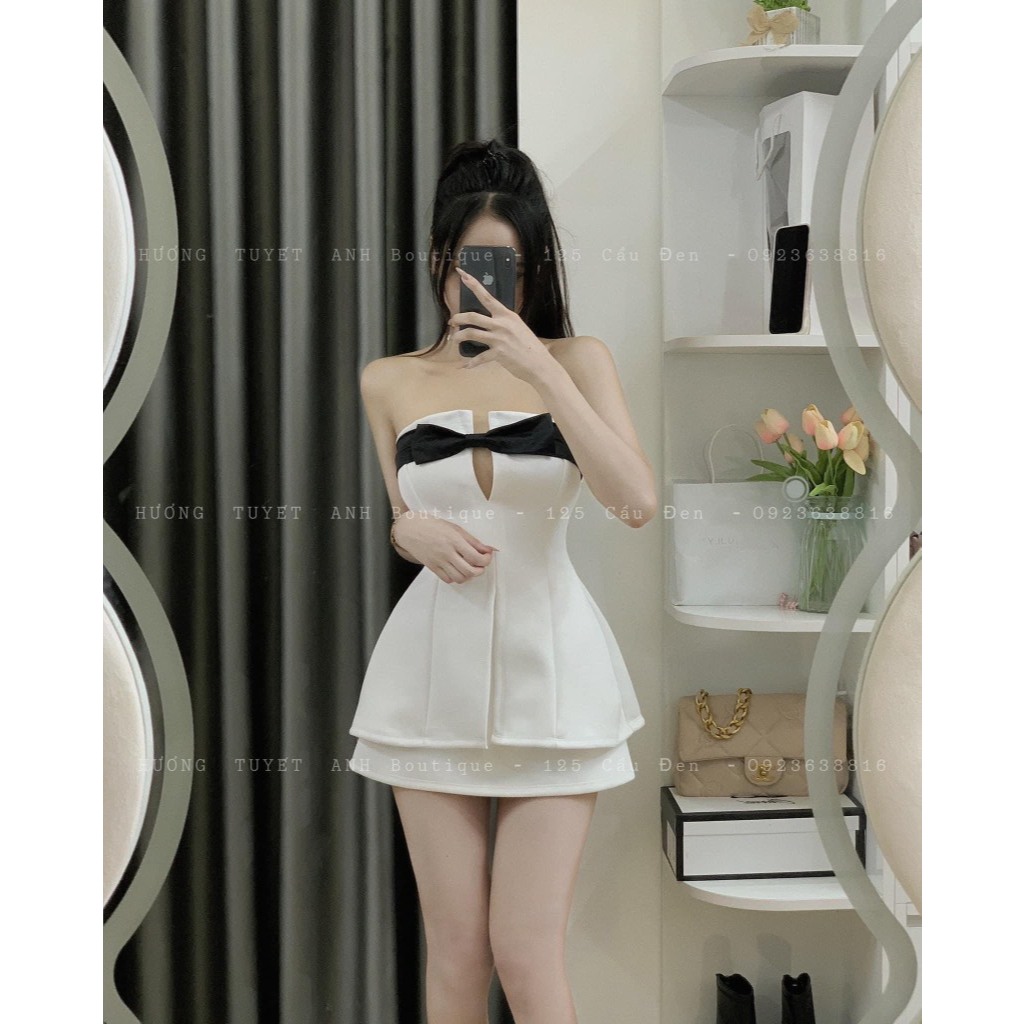 Set cúp xẻ nơ ngực phối K4545 nd