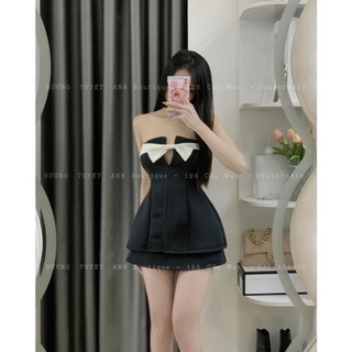 Set cúp xẻ nơ ngực phối K4545 nd