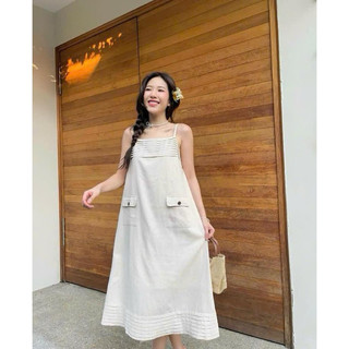 [Mya house] Đầm linen 2 dây li ngực form suông