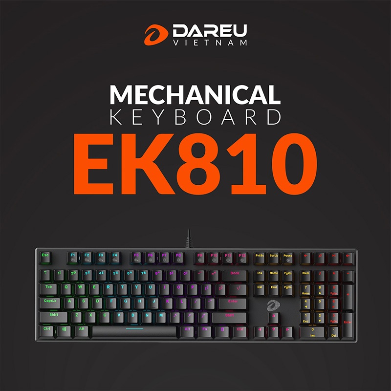 Bàn phím cơ Gaming DAREU EK810 Pink (MULTI-LED, Blue/ Brown/ Red D switch) - EK810 màu hồng | BigBuy360 - bigbuy360.vn