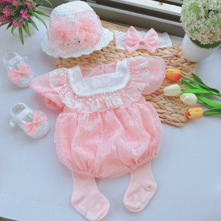  Set  Body Ren Nhật Hồng cổ Vuông Made BY Hằng cho bé gái sơ sinh từ 3-11kg 