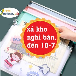 Túi đựng tài liệu TM stationery có khóa kéo Hàng Loại 1,túi đựng tài liệu 4 mẫu đựng giấy A4