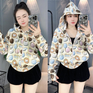 Áo khoác nỉ croptop khoá