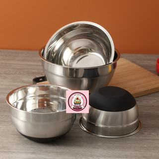 Tô trộn, âu trộn bột inox đế silicon cao cấp size 20cm-22cm-24cm-26cm-28cm-30cm