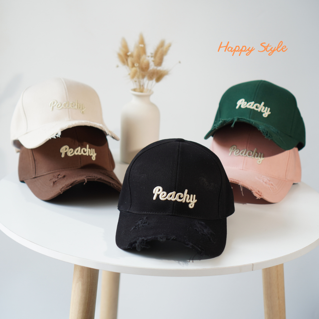 Mũ lưỡi trai nam nữ Nón kết thêu chữ Memorie, Peachy, Heart form unisex nam nữ N01 Happy Style