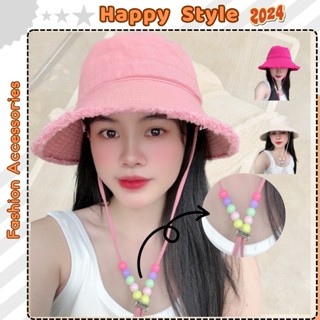 Mũ Bucket Tua Rua Dây Phối Hạt Nón Tai Bèo Trơn Thêu Nơ Kèm Dây Có Thể Tháo Rời N232