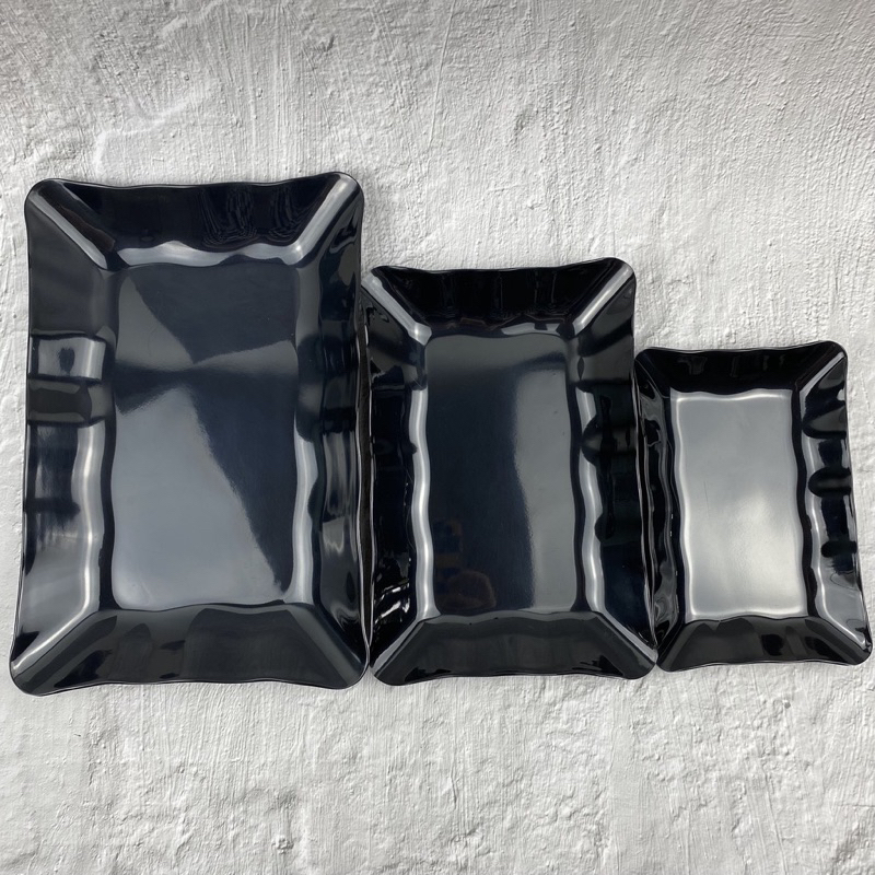 Dĩa Nhựa Hình Chứ Nhật DH16-17-18-19 Đen, Dĩa Đựng Thức Ăn, Dĩa Nhựa Melamine Dày Dặn, Sáng Bóng, Mẫ