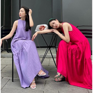 Đầm maxi đi biển siêu hot chất đũi mềm mát dễ thương dưới 62kg