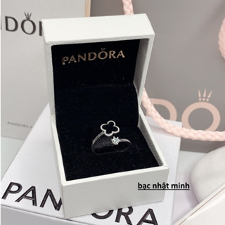 Nhẫn bạc cỏ 4 lá sơn đen , kiểu mới ai cũng đeo vừa