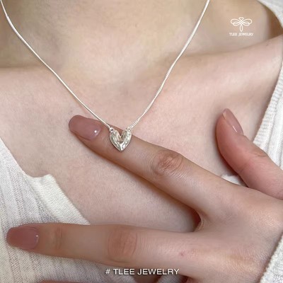Dây chuyền bạc nữ TLEE mặt Trái tim sần Fendy xinh xắn TLEE JEWELRY D0384