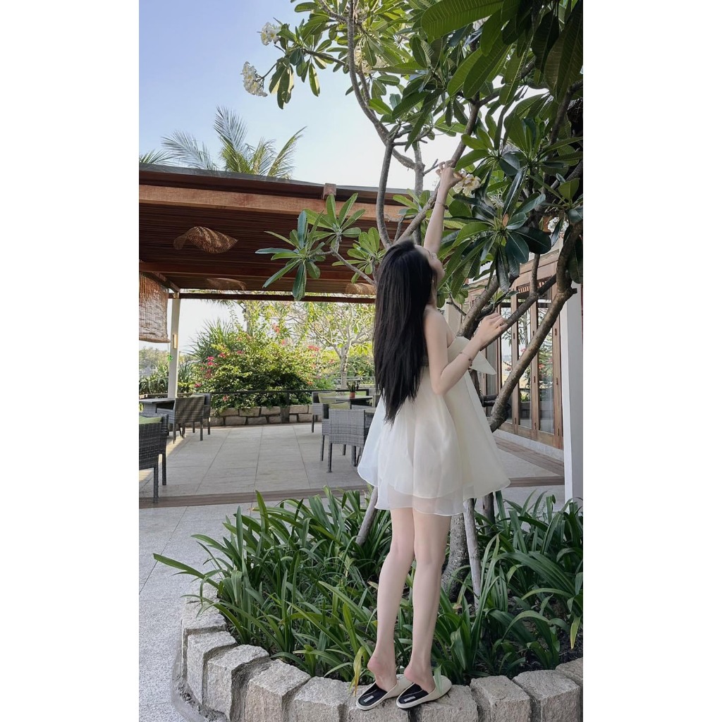 Set váy 2 dây nơ to, Thiết kế 2 lớp đường may chắc chắn | BigBuy360 - bigbuy360.vn