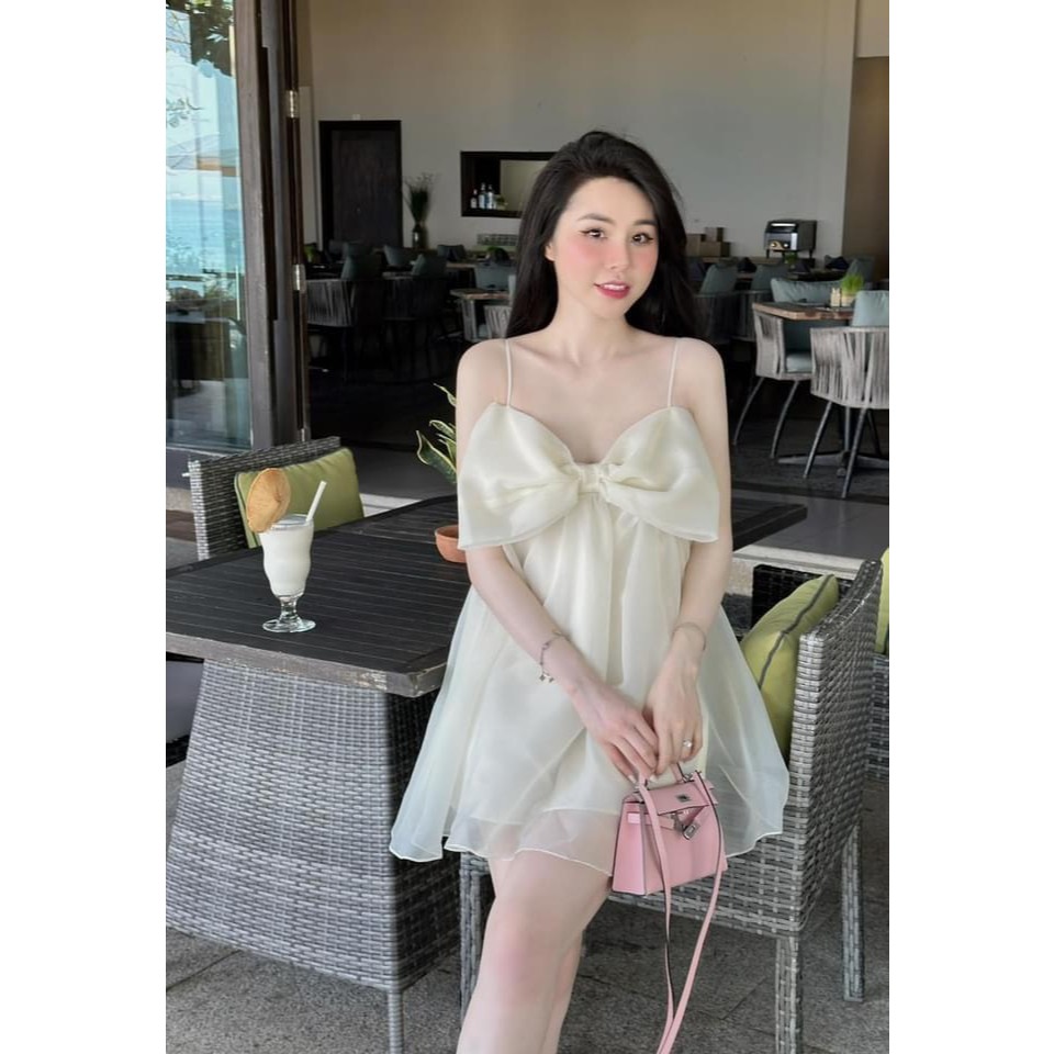 Set váy 2 dây nơ to, Thiết kế 2 lớp đường may chắc chắn | BigBuy360 - bigbuy360.vn