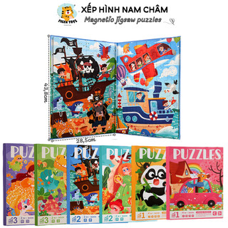 Đồ chơi xếp hình nam châm, ghép hình gỗ 3 cấp độ cao cấp, kích thước lớn, chất liệu an toàn, hình nền 1:1 TIGERTOYS