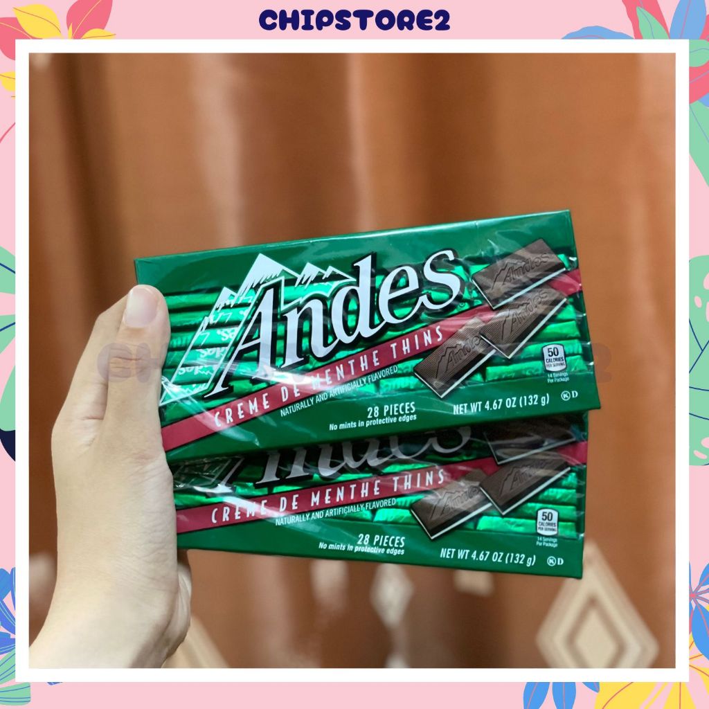 ( Thanh 28 viên ) Socola Andes Bạc Hà Mỹ 132g - Date 12/24
