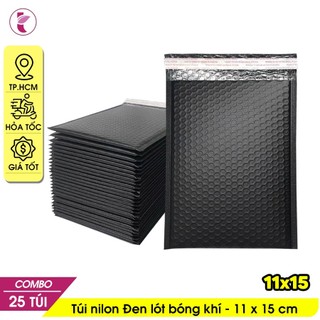[HCM] 11x15cm - 25 Túi nilon Đen Túi gói hàng chống sốc lót bóng khí niêm phong