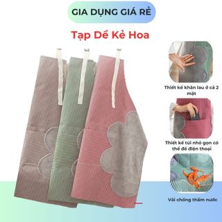 Tạp Dề Kẻ Hoa Có Khăn Lau Tay Bên Hông, Tạp Dề Chống Thấm Nước