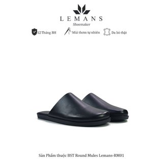 Dép Sục nam Round Mules LEMANS R4M01 - Da bò thô đế cao su có mùi thơm, thiết kế quai trơn trẻ trung, Bảo hành 12 tháng
