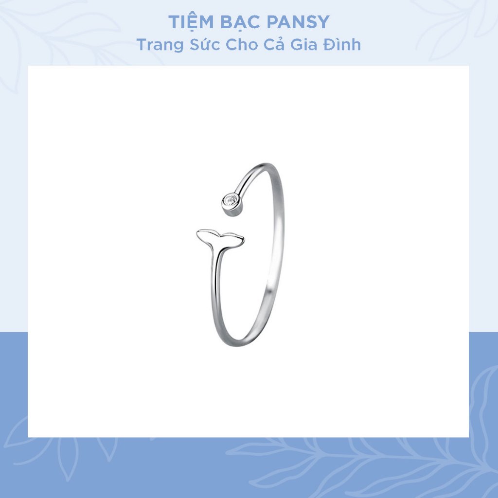 Nhẫn nữ bạc ta PANSY mặt hình đuôi cá dễ thương - Nhẫn nữ bạc freesize cá tính