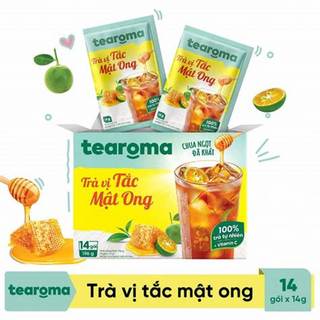 #hsd: 10.04.2025) combo 4 hộp trà tắc mật ong tearoma hòa tan vị tắc mật ong, hộp 14 gói x 14g