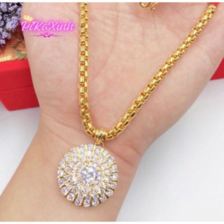  dây chuyền nữ mạ vàng kèm mặt đính đá cực sang 