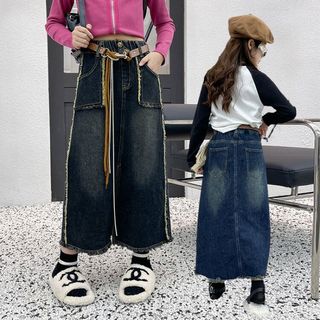 Chân váy jean bé gái lớn chân váy dài size đại cho bé QJ53 size 120-170 20-45 kg thời trang trẻ em hàng quảng châu