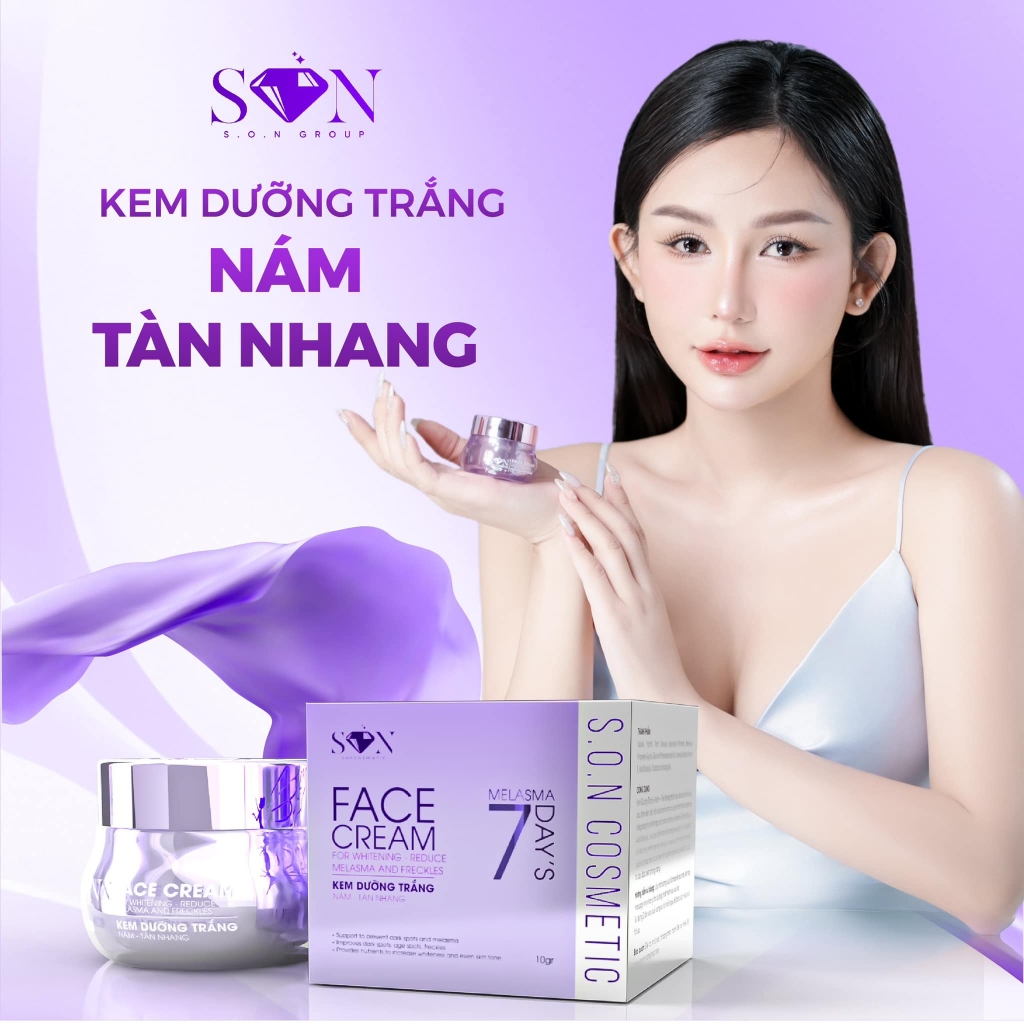 KEM FACE S.O.N MÀU TÍM MẪU MỚI 2024 DƯỠNG DA GIẢM THÂM NÁM TÀN NHANG