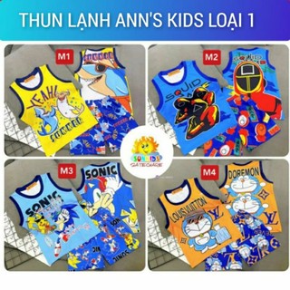 Bsn14 8-22kg đồ bộ bé trai sát nách thun lạnh in 3d