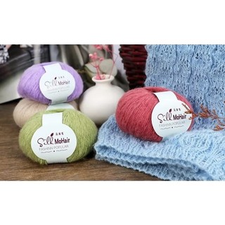 Len silk mohair - sợi 0.7mm - len đan móc khăn áo