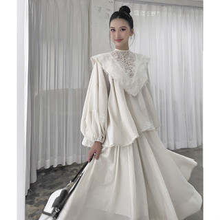 Set Áo Dài Tay Cổ V + Chân Váy Dài Dáng Xòe MELLYSTORE Đầm Bánh Bèo Chất Vải Đũi Cao Cấp Đẹp Quyến Rũ ,Sang Trọng