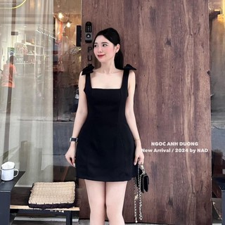 Đầm Nữ Umi Nơ Vai Có Lót Trong Cổ Vuông Chiết Eo Trơn Màu Basic Medolin.vn 1256 TV Váy Nữ Không Tay 2 Dây Mùa Hè