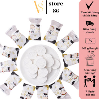 Combo 10 khăn giấy nén dạng viên kẹo vỏ bò sữa rất tiện khi đi du lịch tiện ích VS STORE