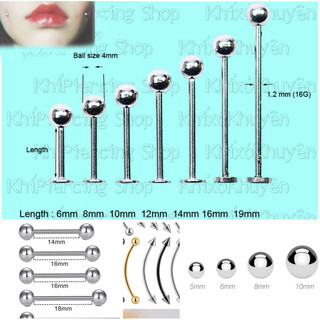 ( 1 chiếc ) Khuyên ngoại cỡ dài từ 14mm Thép Y tế không gỉ