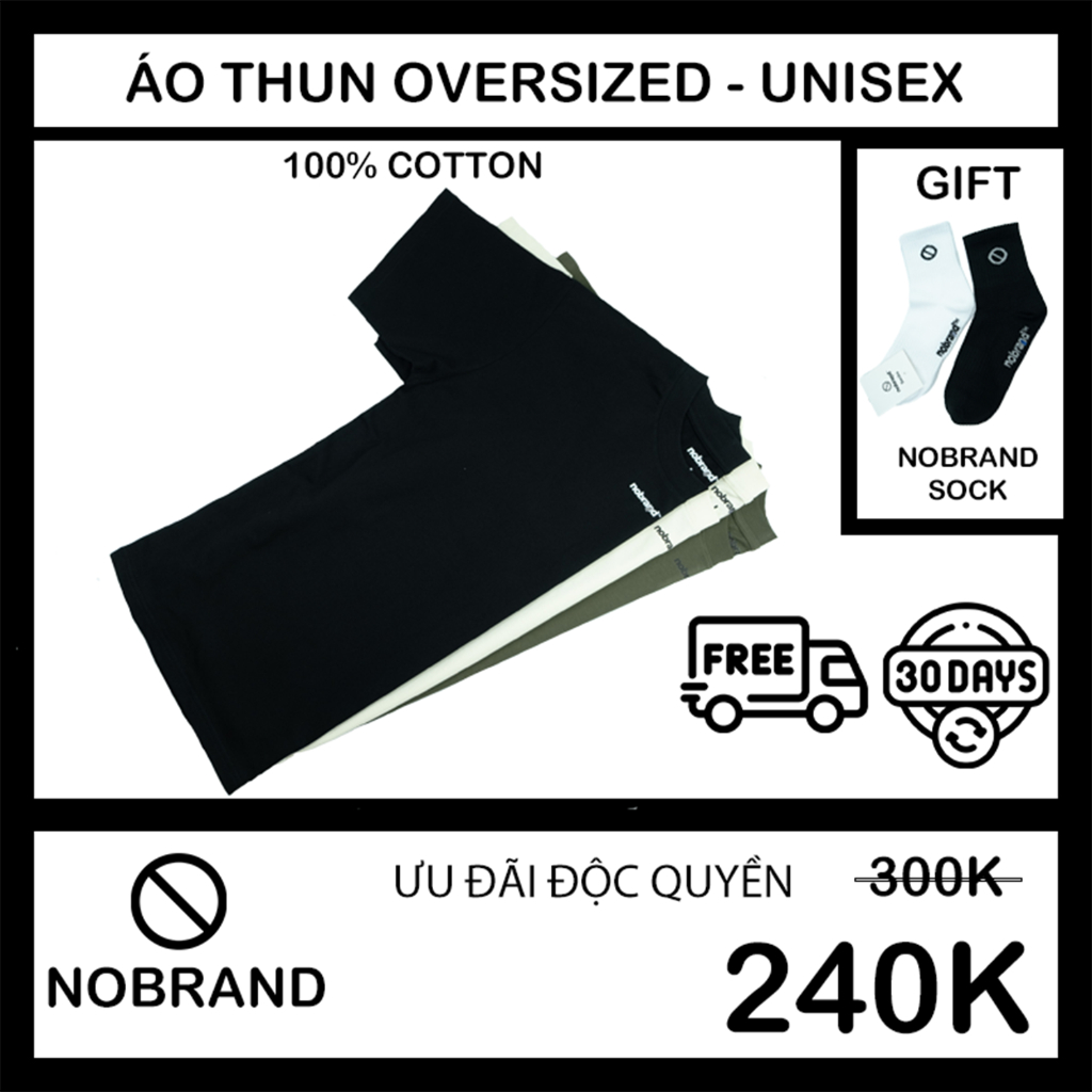 Áo Thun Nam Oversized - Unisex - Nobrand