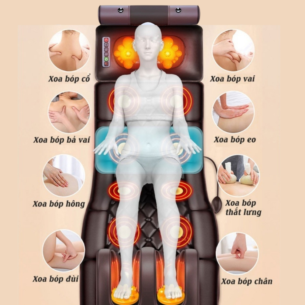 Tặng máy massage cầm tay-Đệm (nệm) mát xa toàn thân ZLIFE kèm máy mát xa chân, Ghế massage toàn thân