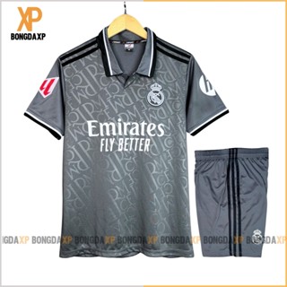 Áo Đá Bóng Real Madrid Xám 2024, Đồ Đá Banh Vải Thun Lạnh Cao Cấp BONGDAXP