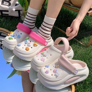 Dép sục cross nữ đế độn 5cm màu pastel tặng kèm sticker xinh xắn đi siêu êm siêu nhẹ dép nữ tăng chiều cao
