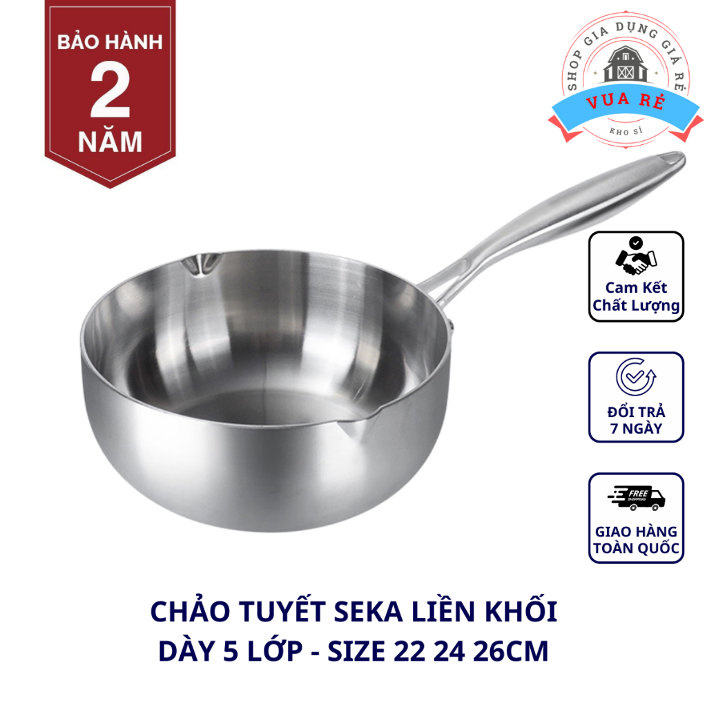 CHẢO TUYẾT Inox Nguyên Khối SEKA Dùng Cho Mọi Loại Bếp, Bảo hành 12 tháng chính hãng