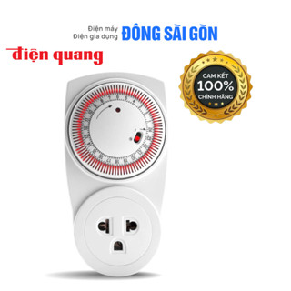 [ĐIỆN QUANG] Ổ cắm hẹn giờ Điện Quang ĐQ ESK MT03 WR 13 (Điều chỉnh cơ, 1 lỗ - 3 chấu, trắng – đỏ)